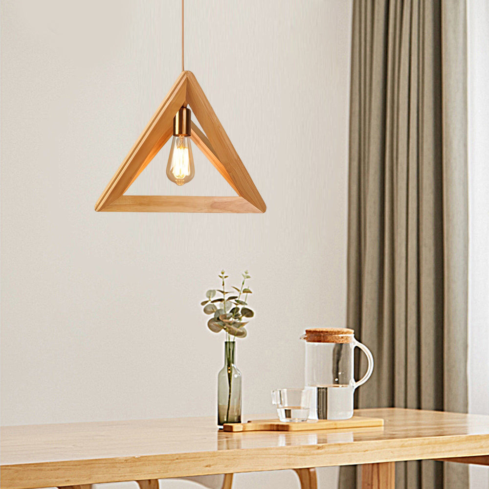 NordicFrame - Scandinavian Hanging Lamp with Wooden Frame in Geometric Design