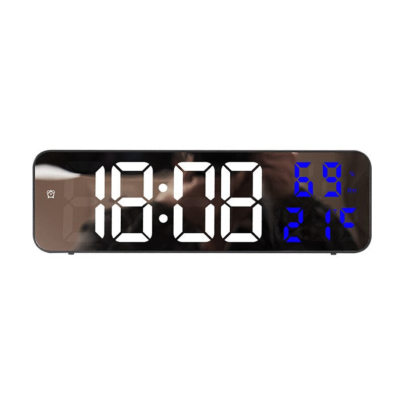 Orologio da parete digitale a LED con visualizzazione di temperatura e umidità