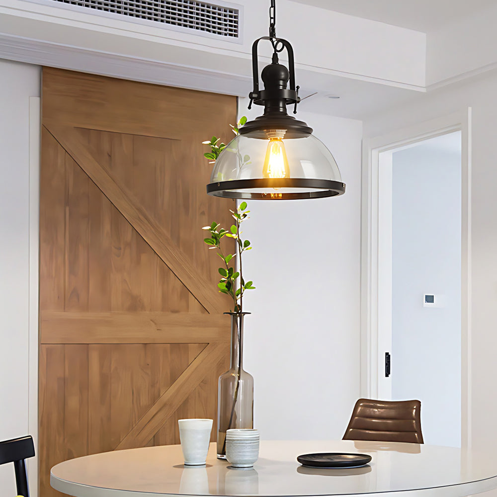 GlassDome - Industrial Vintage Pendant Lamp with Glass Dome for Kitchen and Dining Room