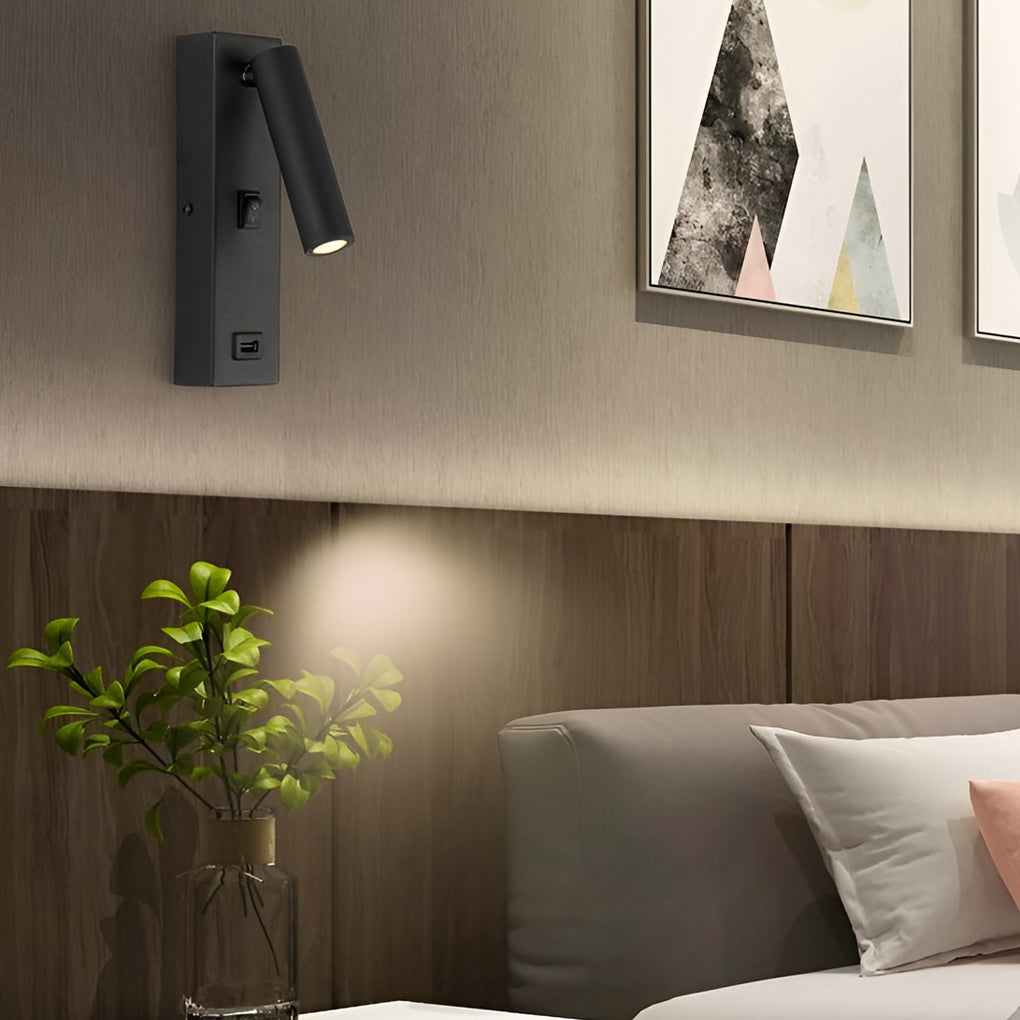 LuxiLicht - Candeeiro de Parede LED Moderno Ajustável com Interruptor e Porta de Carregamento USB