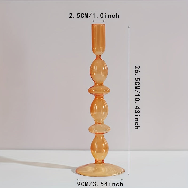 1pc Set di Candelieri in Vetro Creativi e Minimalisti - Vaso in Vetro Laccato per Decorazione da Tavolo per Soggiorno, Tavola da Pranzo e Cena Romantica