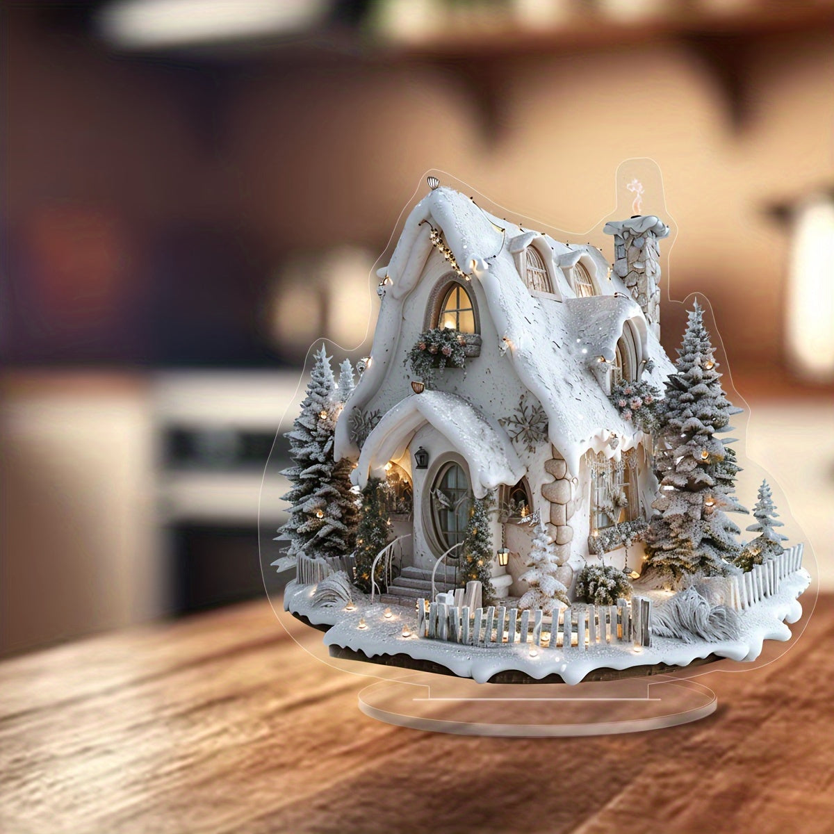 EnchantedVillage - Aldeia de Natal em Acrílico para Decoração de Mesa, Estilo Rústico Chic