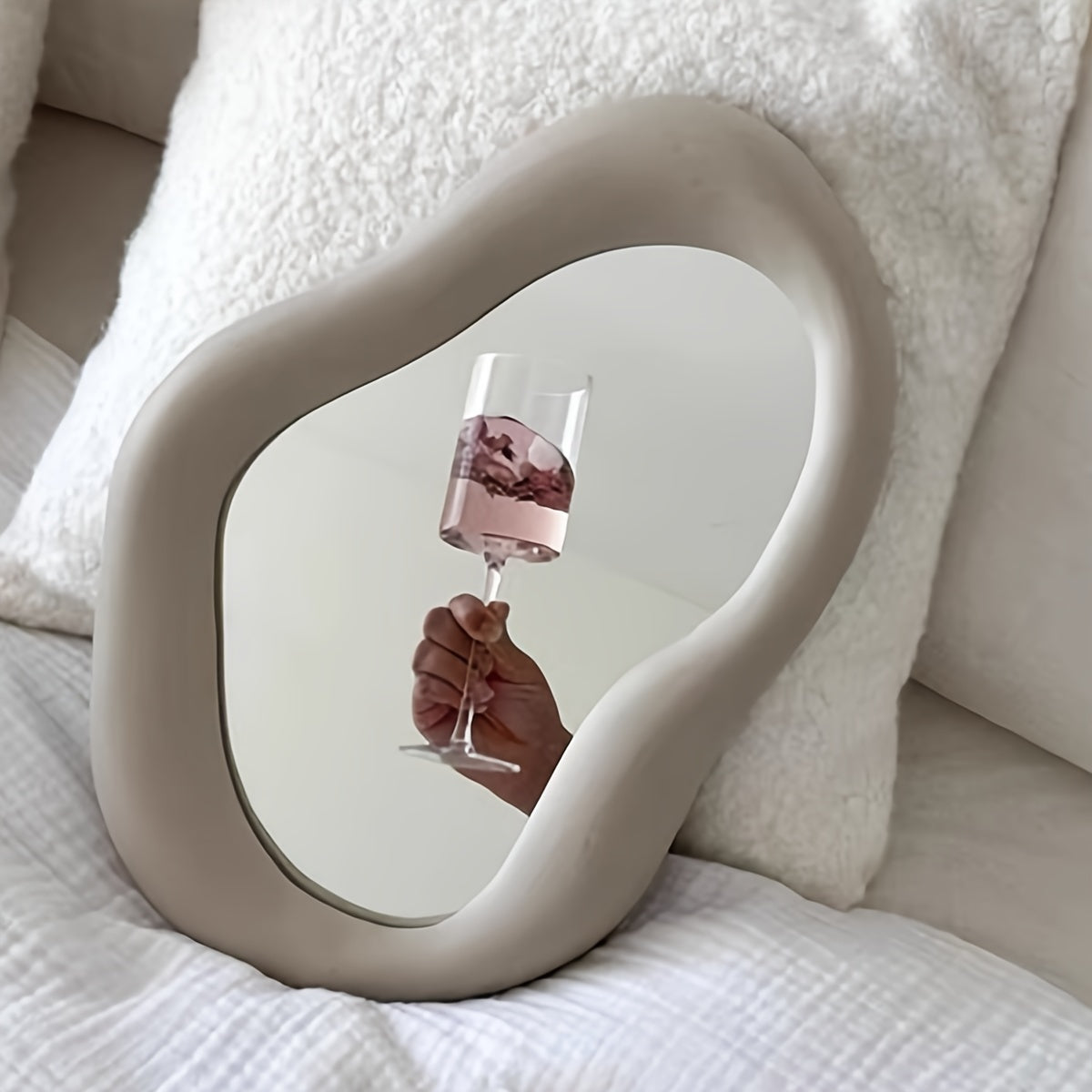 Espelho de Maquilhagem em Cerâmica – Design Irregular, para Decoração de Quarto e Cômoda