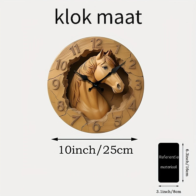 EquineElegance - Wooden Carved Silent Wall Clock