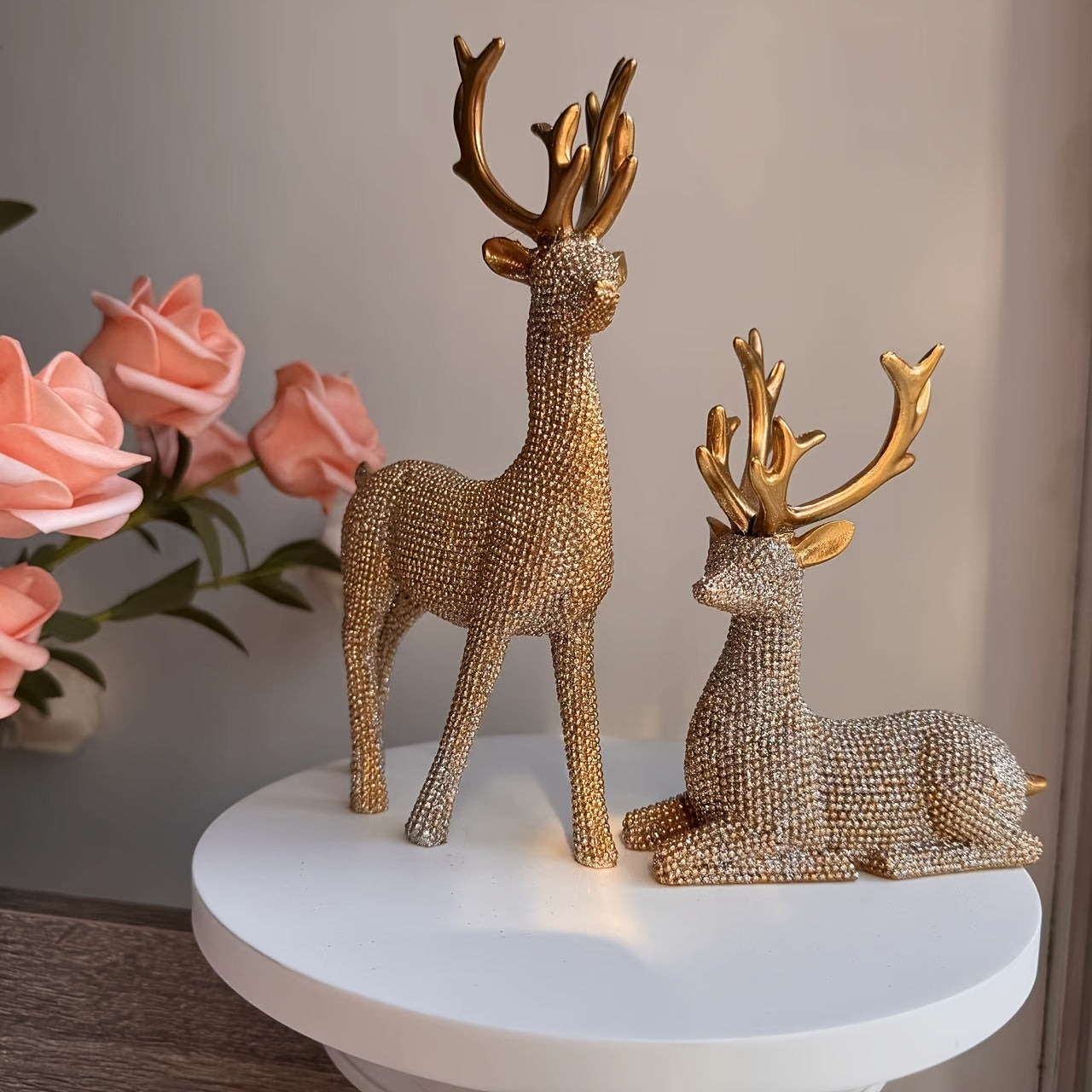 Christmas Reindeer - Set of 2 Reindeer Figurines for Indoor & Outdoor Use