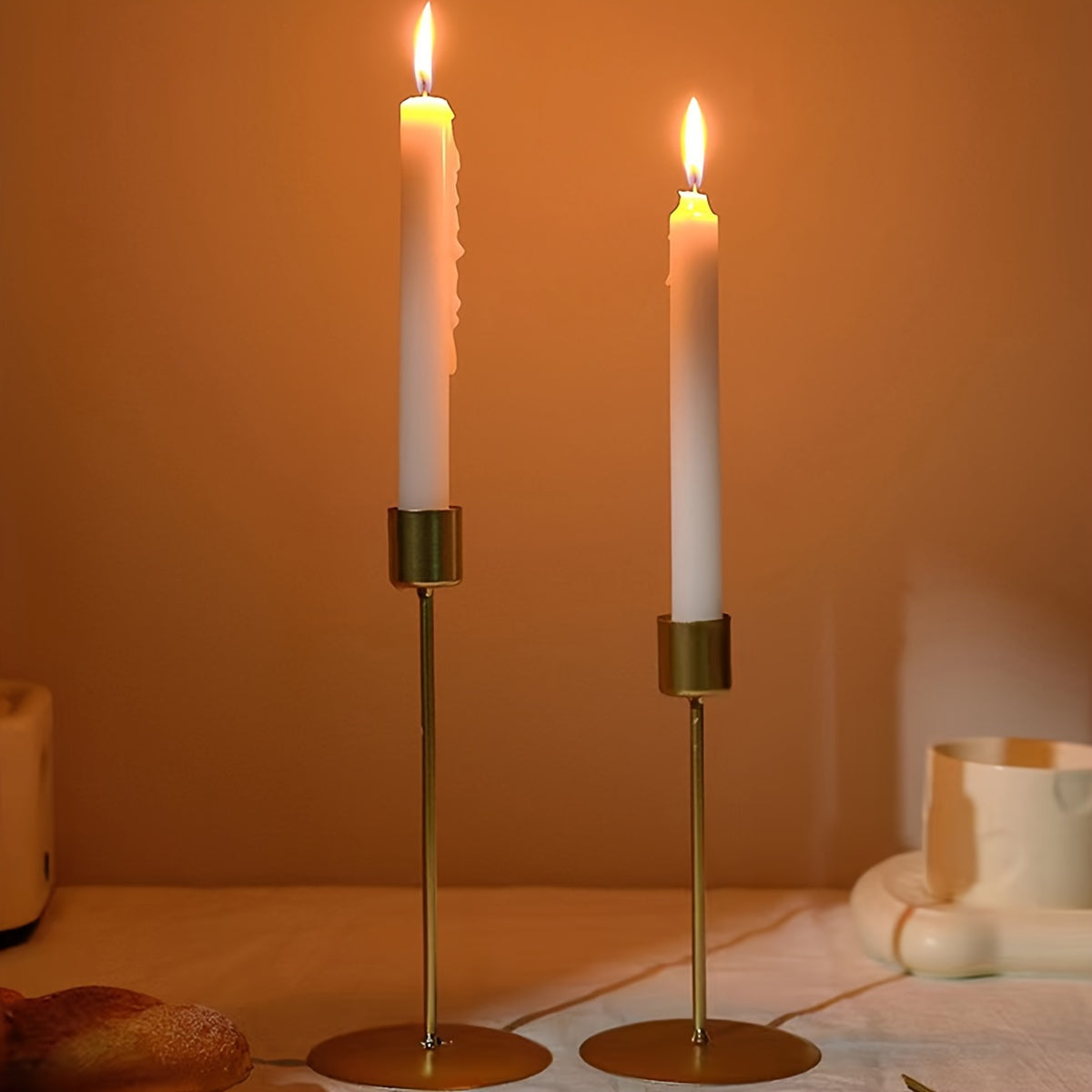 2 Pieces Metal Candle Holders – Table Decoration for Dinner, Wedding, and Holidays
