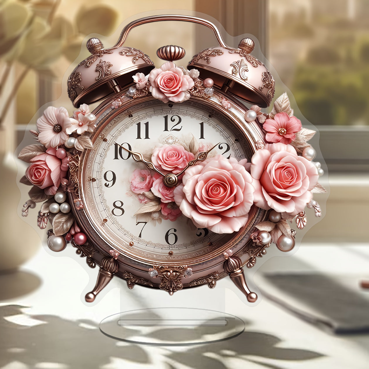 BohoBloom - Vintage Flower Clock for Table Decoration