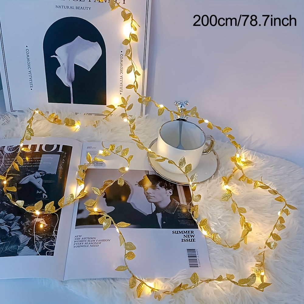 GoldenLeaf - Golden LED Leaf Fairy Lights for Indoor Decoration