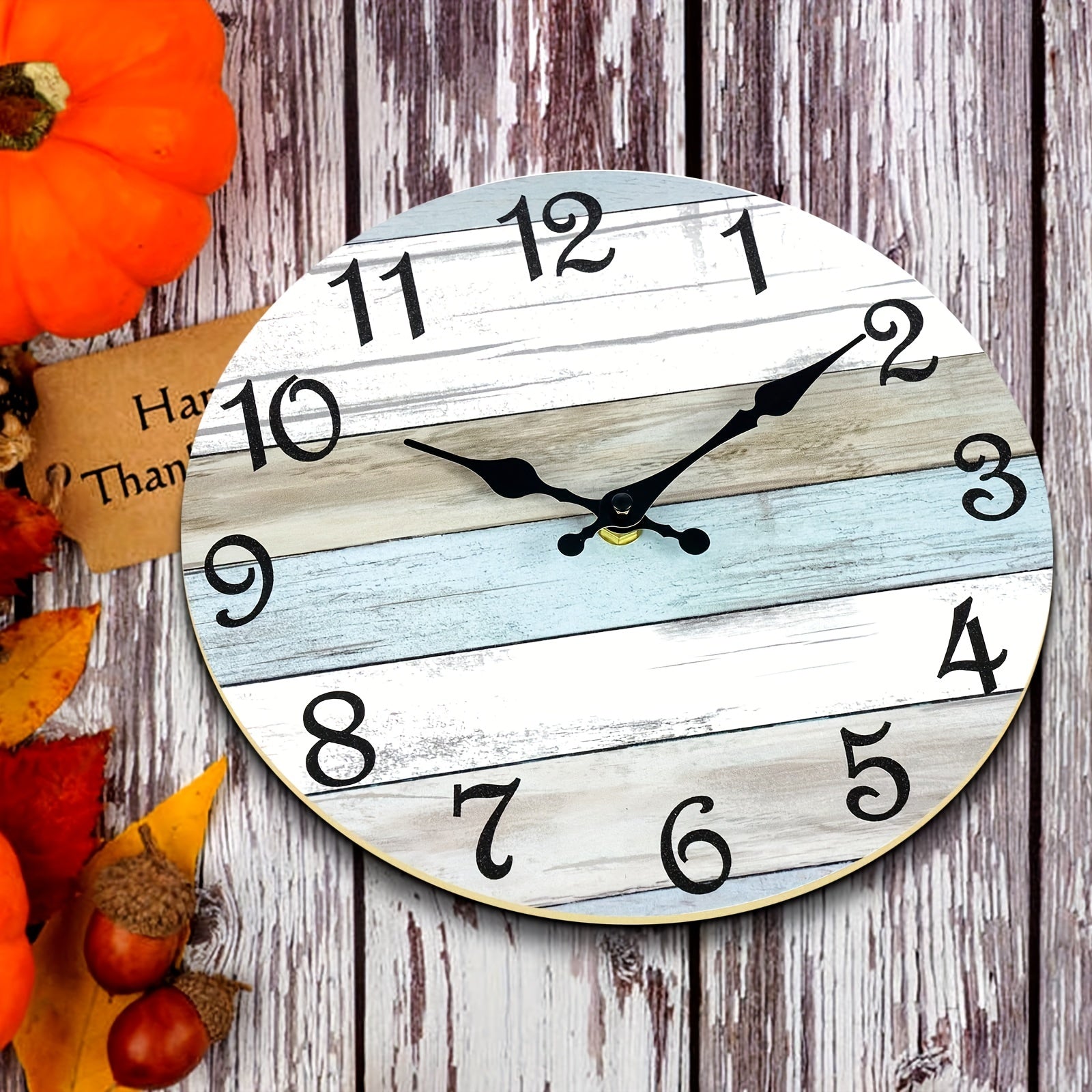 Nautical Wall Clock - Silent Round Clock, Blue Theme for Outdoor and Indoor Use