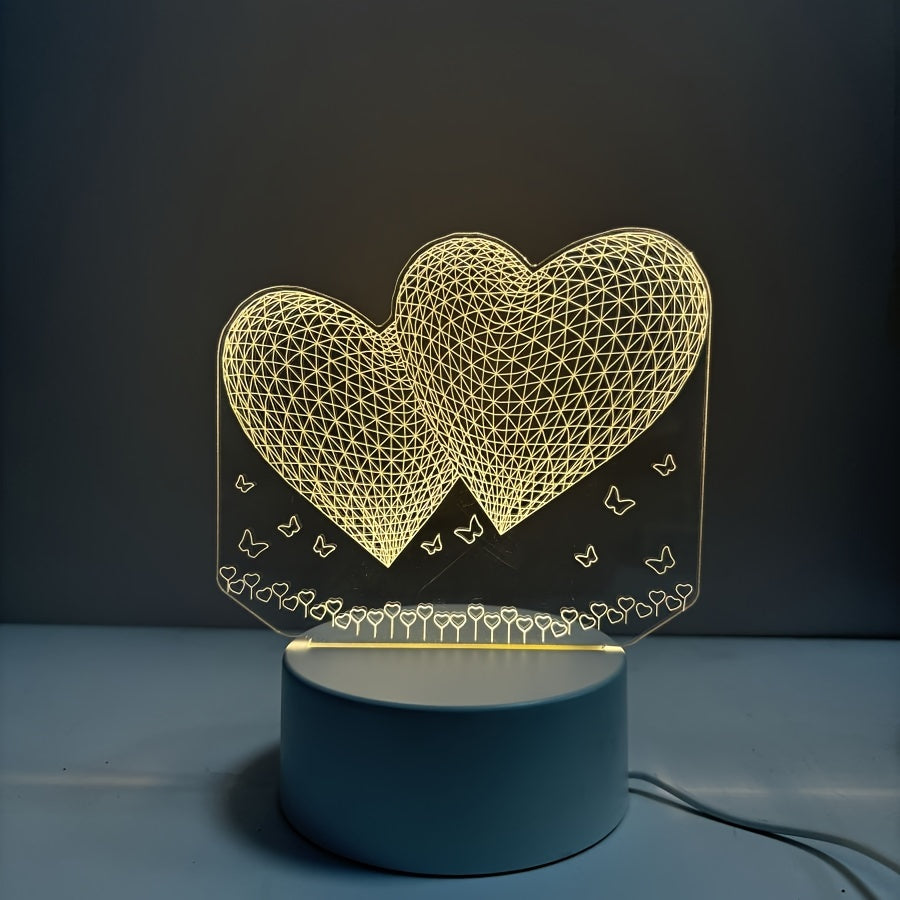 HartenLicht - Geometric USB Table Lamp with Warm Glow for Love Theme Decoration