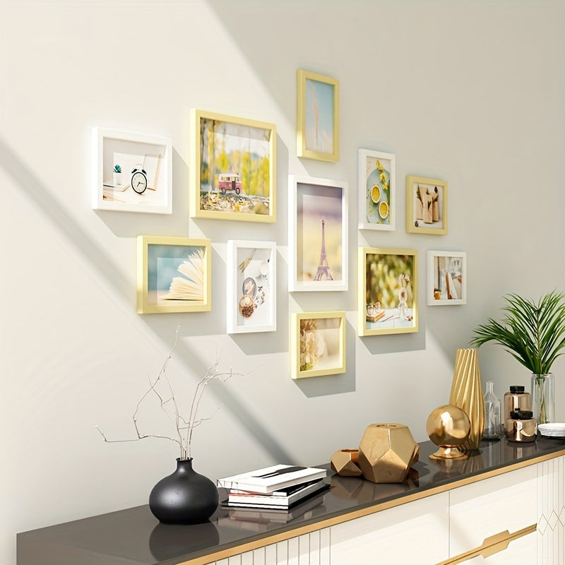 Set de 11 marcos de fotos para galería - Estilo clásico, incluye fotos de paisajes, instalación sin taladro, varios tamaños para decoración de sala de estar