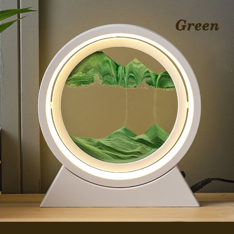 LumiSand - 3D Moving Sand Painting LED Table Lamp, Glass Sand Scene Night Light, Romantic Home Decor