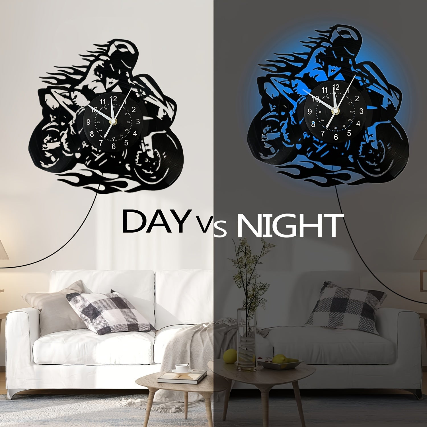 Vinyl Record Wandklok - Motor Thema, Stil, Voor Woonkamer en Kantoor Decoratie
