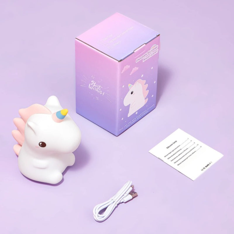 Unicorn Night Light for Children - 16 Colors, White Noise, Rechargeable
