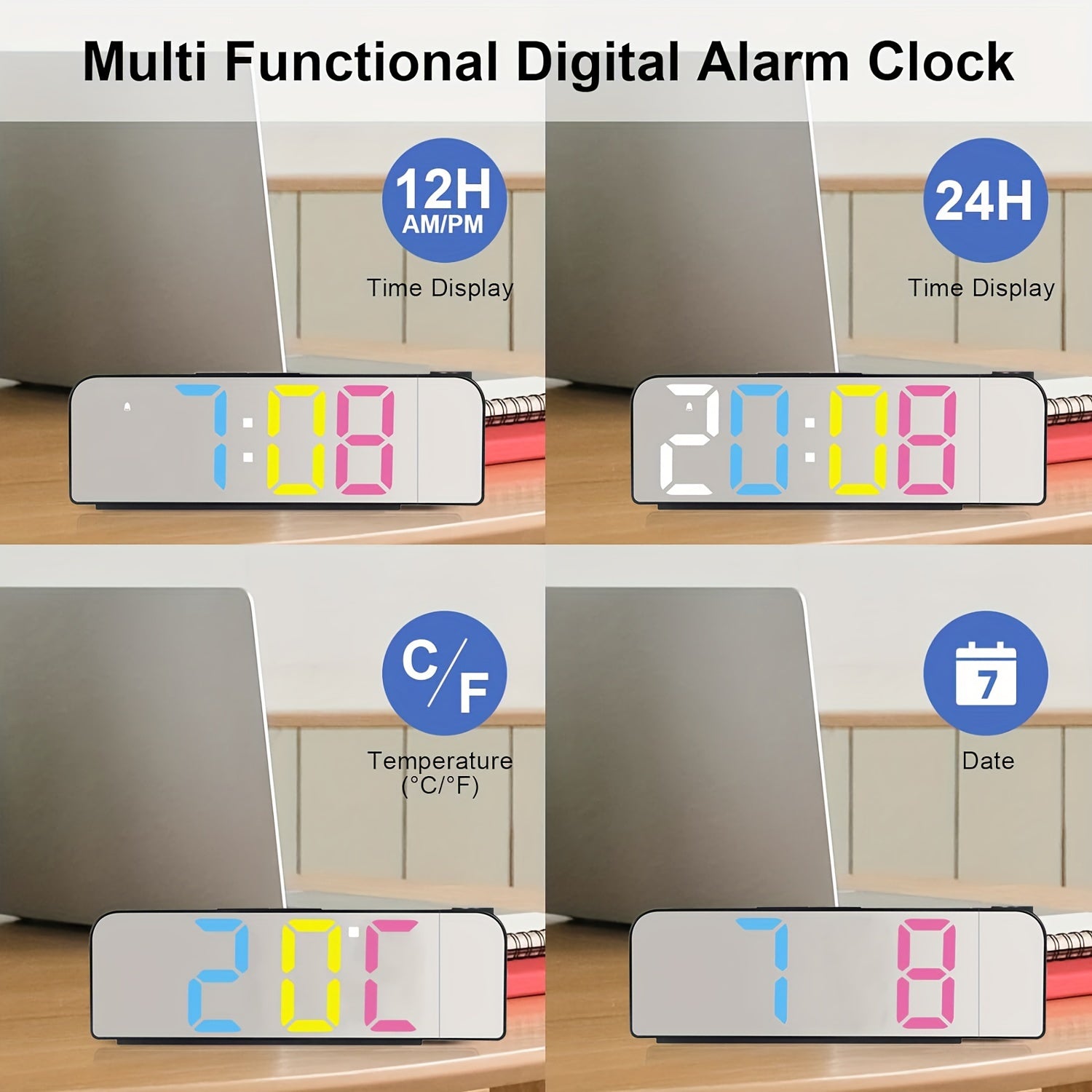 ProjectTime - Sveglia Digitale con Proiezione, LED e Schermo Specchio