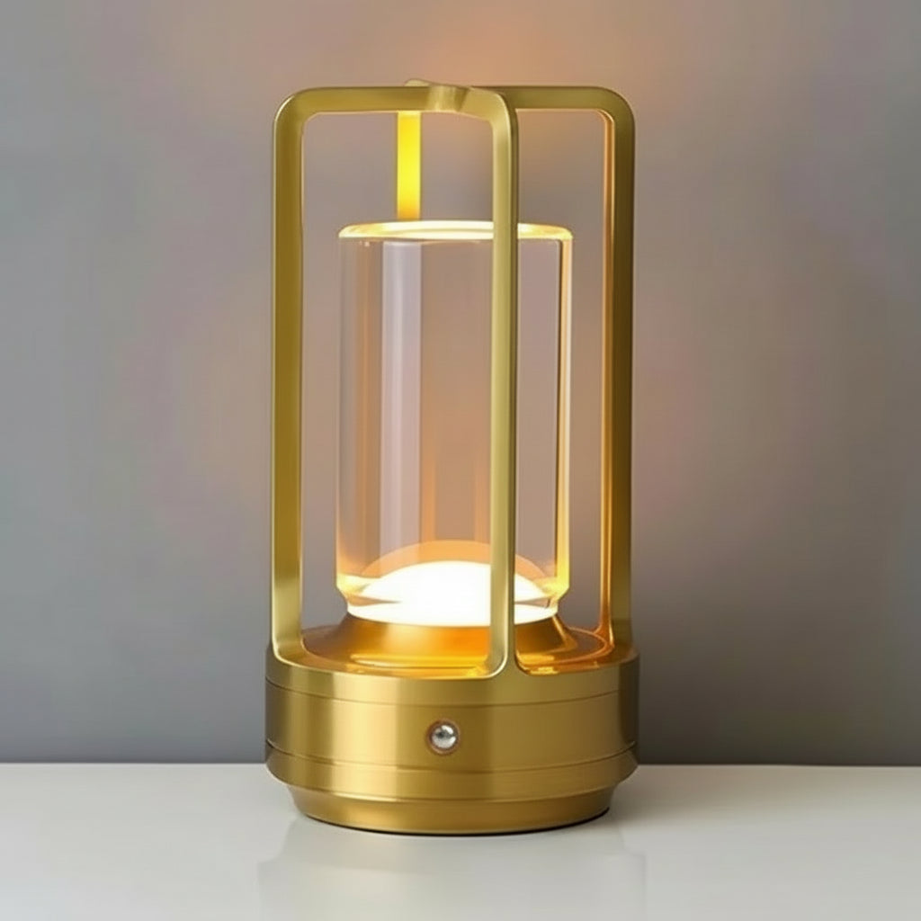 Table Lamp Wireless Rechargeable LED Metal Crystal Shade