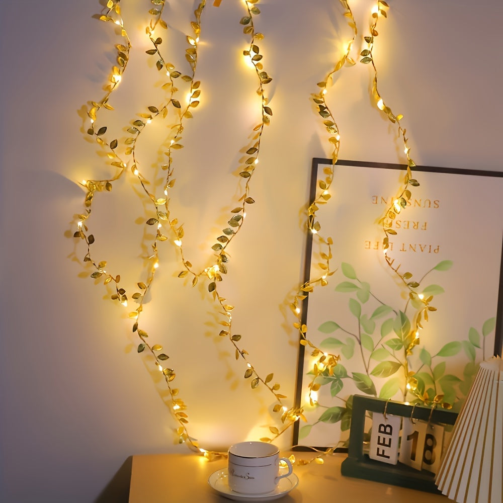 GoldenLeaf - Golden LED Leaf Fairy Lights for Indoor Decoration