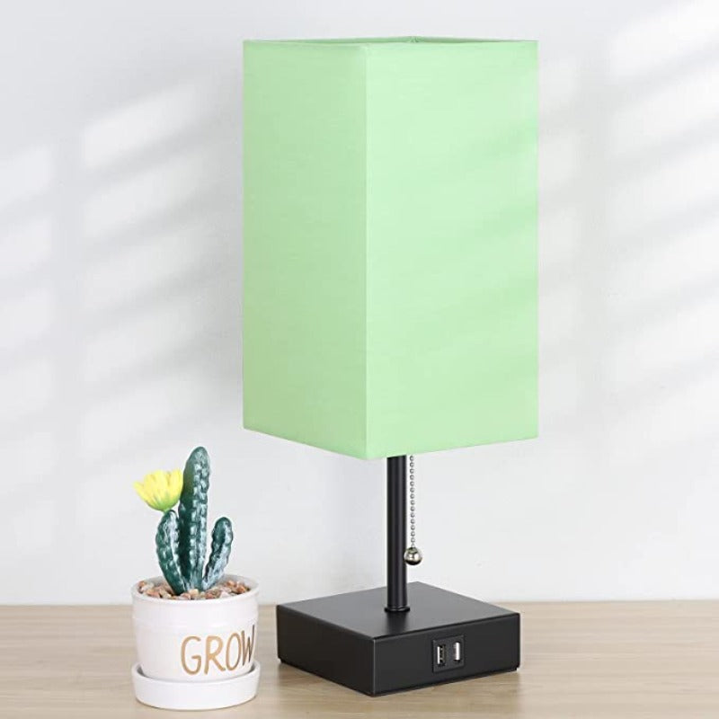 Lampada da tavolo USB - Lampada da tavolo con 2 porte di ricarica USB, lampada LED 2700K, paralume in lino