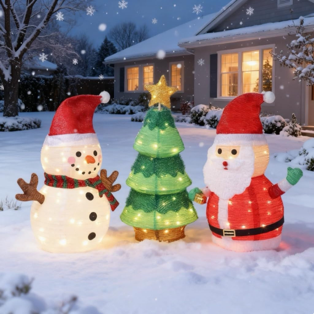 Decoração de Jardim com Pai Natal Luminoso 90 Lâmpadas LED
