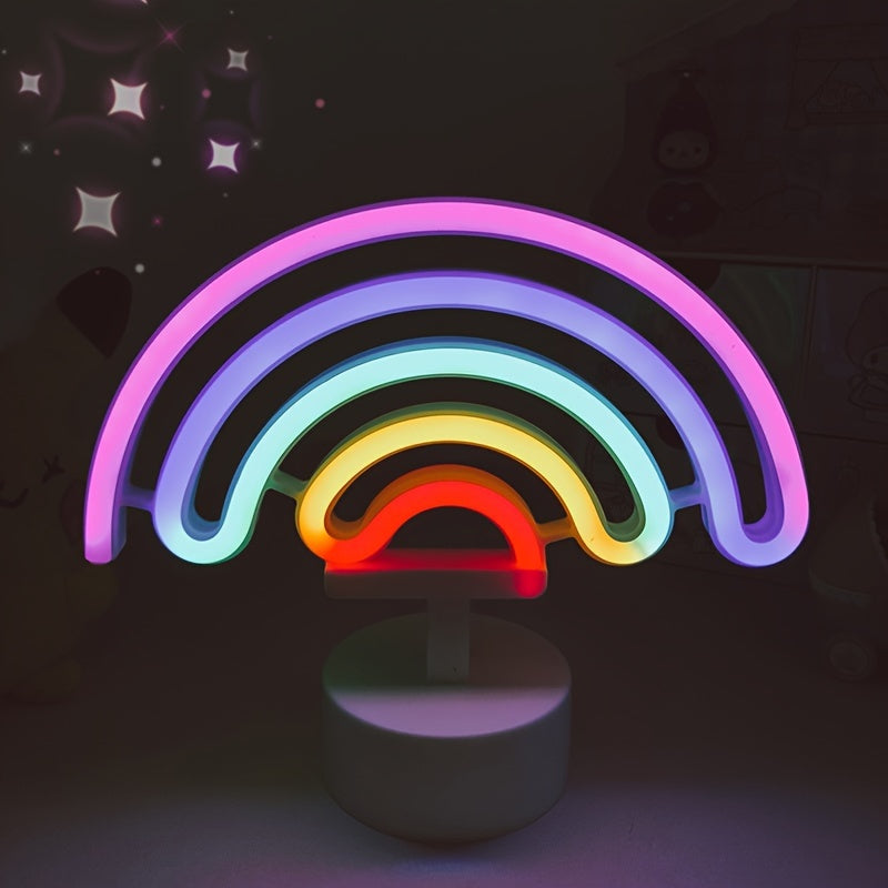 RainbowGlow - Cute Rainbow Neon Light with Lamp Base