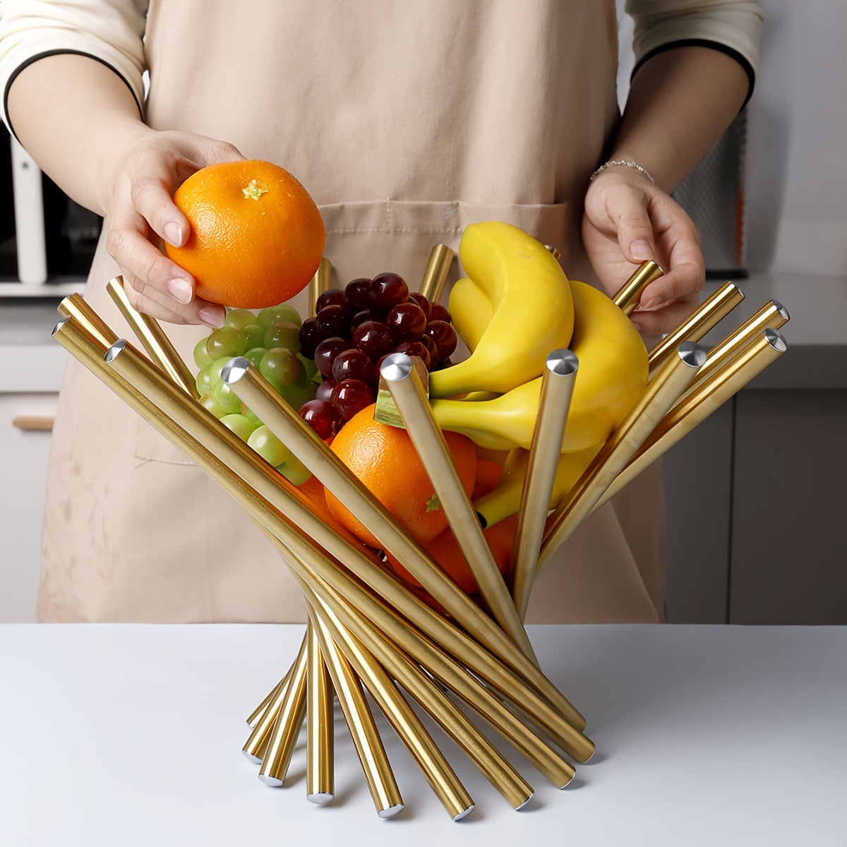 GoldServe - Fruteira de Luxo em Aço Inoxidável Decorativa e de Armazenamento