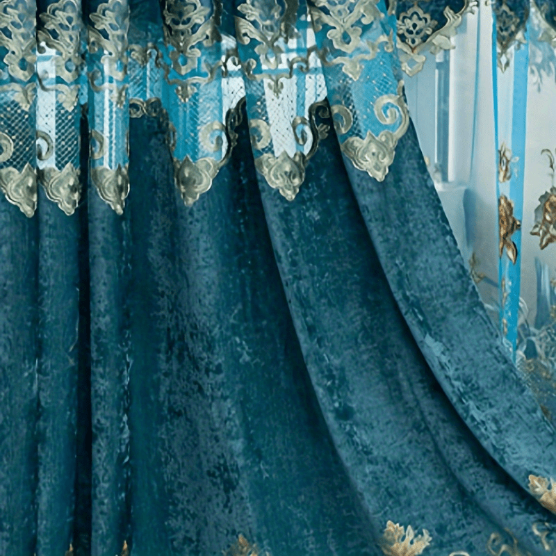 Cortinas Bordadas de Chenilla Hol - Cortinas Protectoras contra el Sol para Sala de Estar, Comedor, Dormitorio