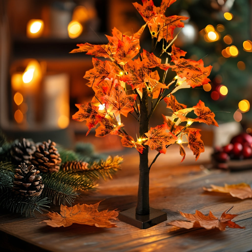 MapleGlow - Albero di acero illuminato a LED, 24 LED, decorazione da tavolo alimentata via USB