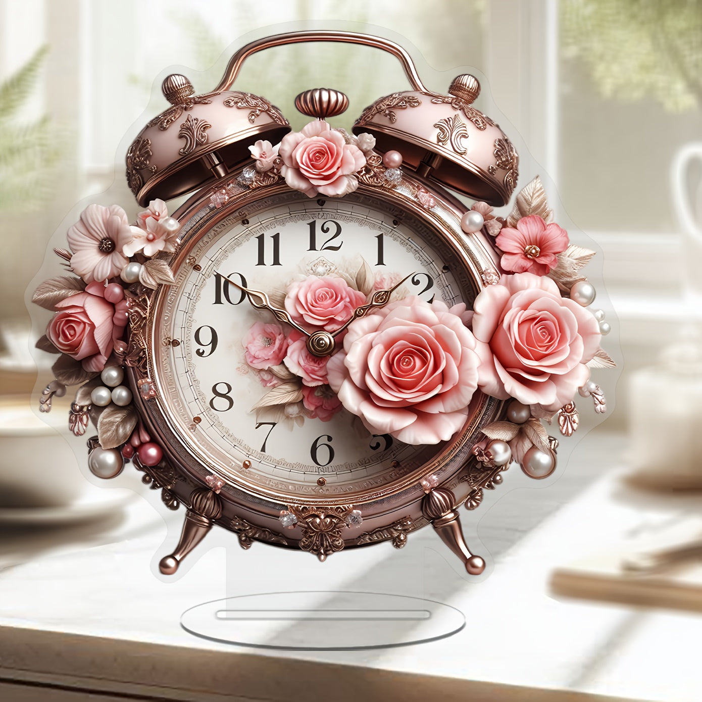 BohoBloom - Vintage Flower Clock for Table Decoration