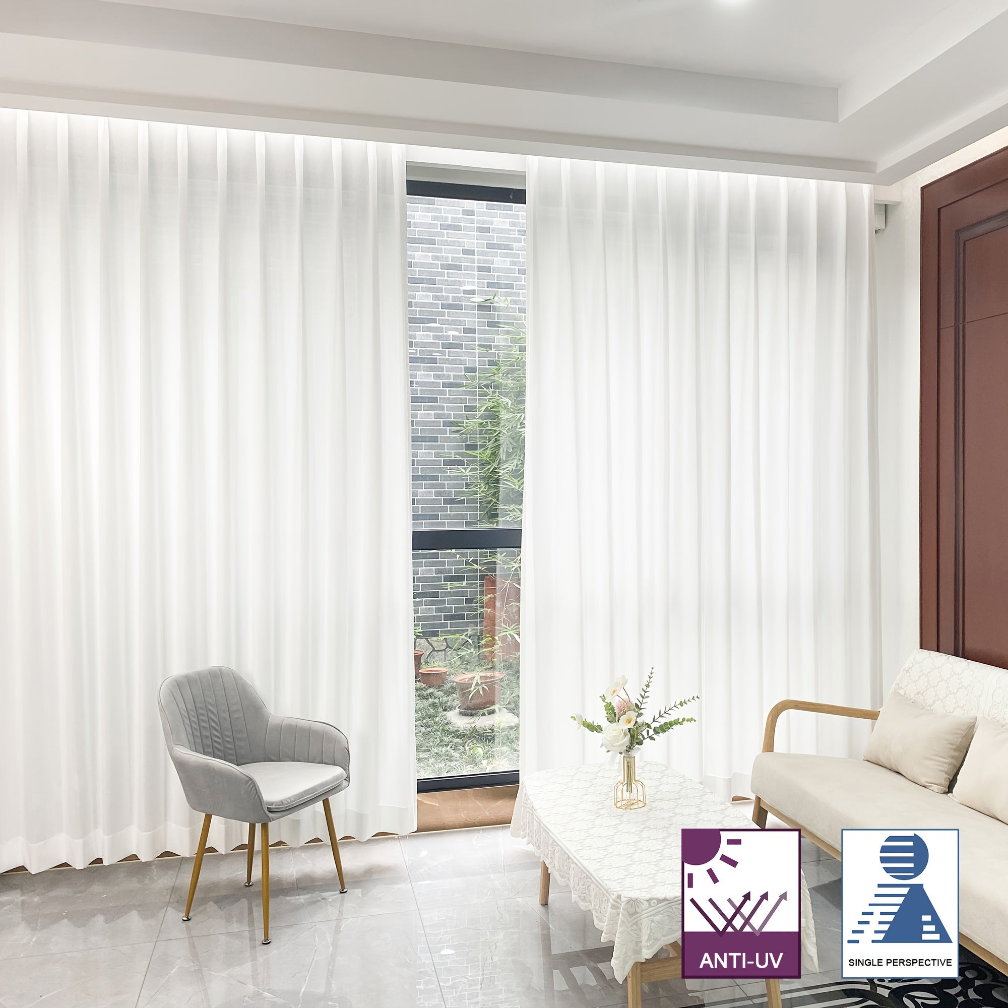 Cortinas Opacas Contemporáneas - Cortinas Tejidas Resistentes a UV 2 Paneles