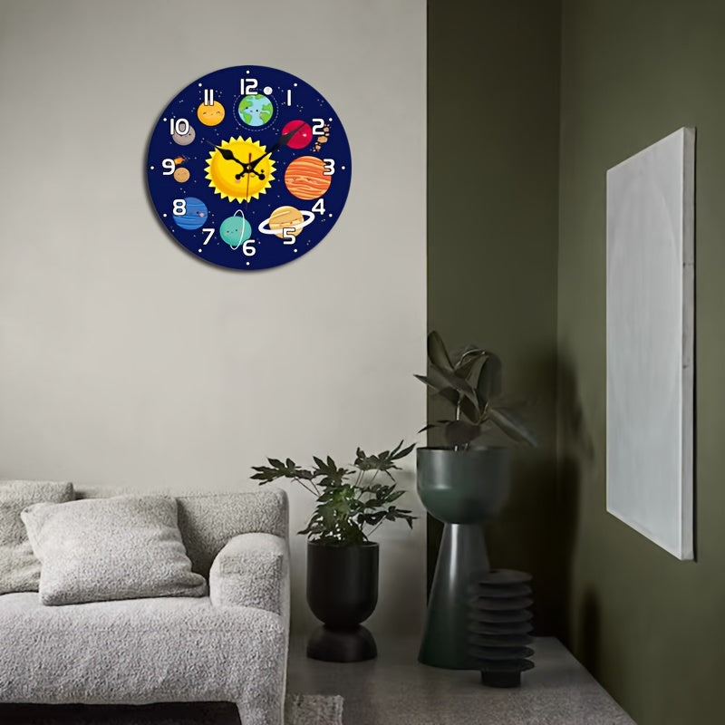 CosmicTime - Silent Solar System Wall Clock, Round Decorative Timer