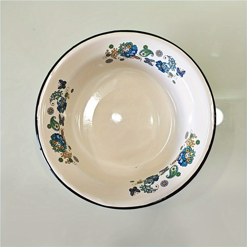 FlowerEnamel - Conjunto de 3 Peças Tigelas de Esmalte com Flores Vintage para Cozinha e Sala de Jantar