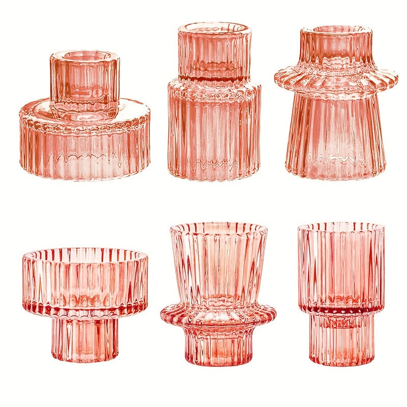Portavelas de vidrio de 3/6 piezas - Perfectos para decoración de mesa y bodas