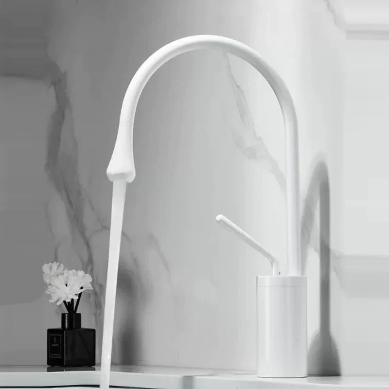 Torneira de Lavatório Estilo Gotas para Casa de Banho Giratória Torneira de Cascata