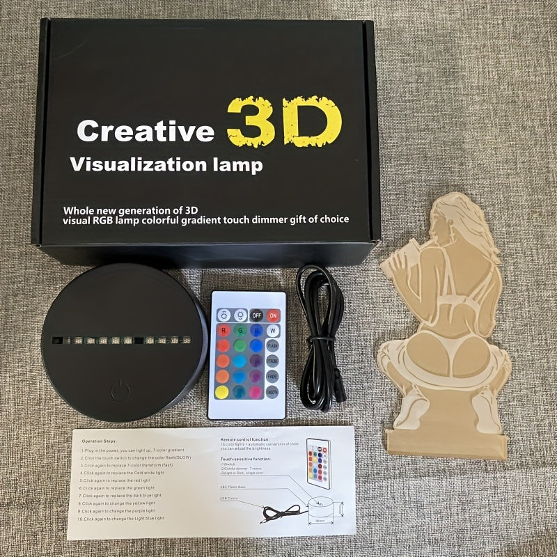 DecoLamp - Candeeiro de Mesa Artístico 3D com Comando à Distância, Alimentado por USB, 16 Opções de Cor