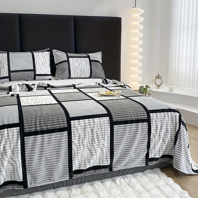 Coperta in Pile Ultramorbido con Stampa a Quadri - Perfetta per Divano, Letto, Ufficio e Decorazione da Campeggio - Lavabile in Lavatrice, Comfort per Tutte le Stagioni