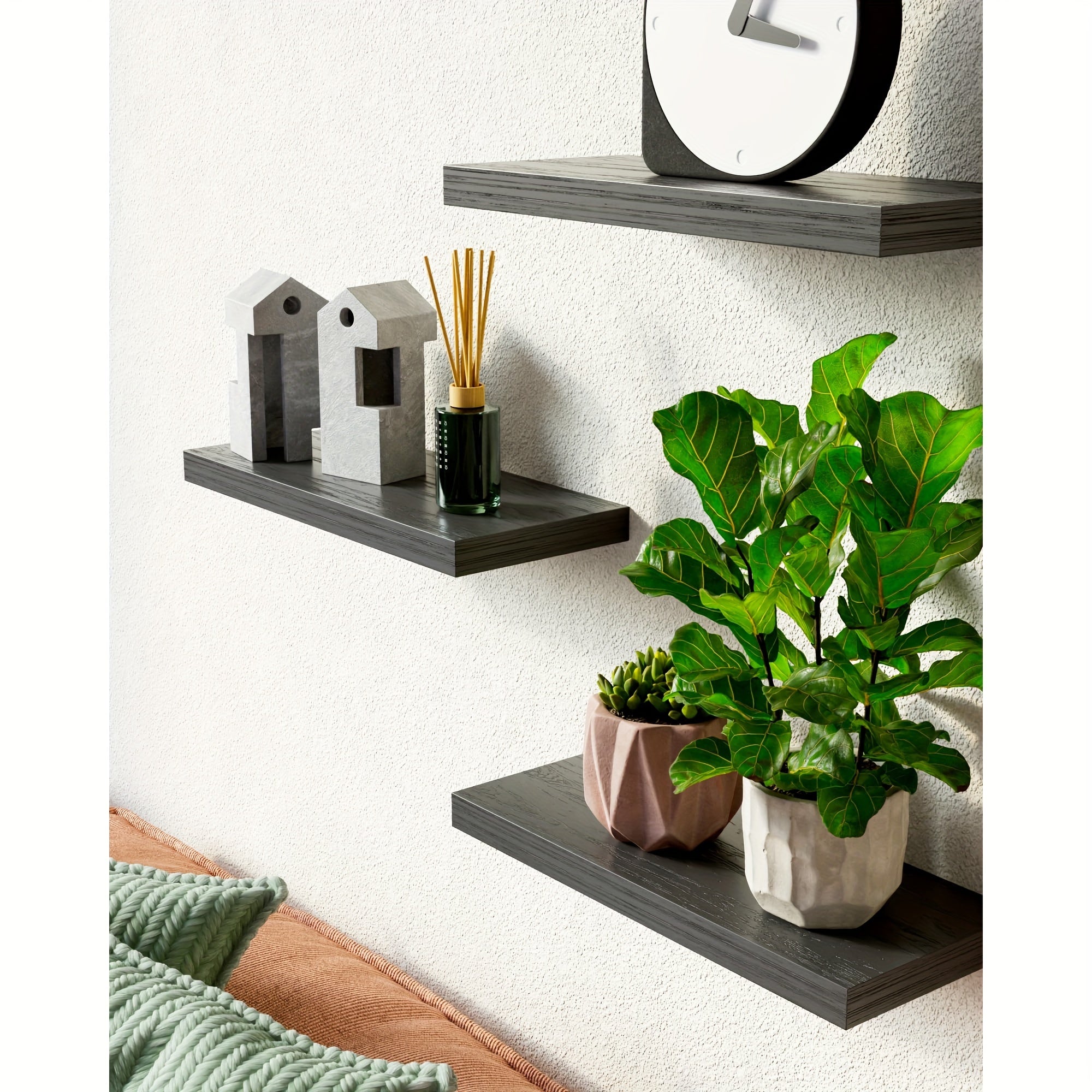 VintageShelf - Set of 3 Floating Wooden Shelves - Rustic Storage Racks