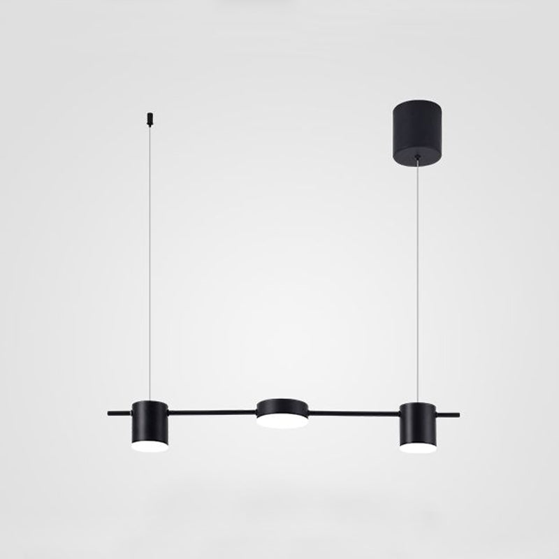 Candeeiro de Teto Suspenso de Alumínio Drum Ilha Moderno Simples 3/5-luzes Preto/Dourado em Luz Quente/Branca