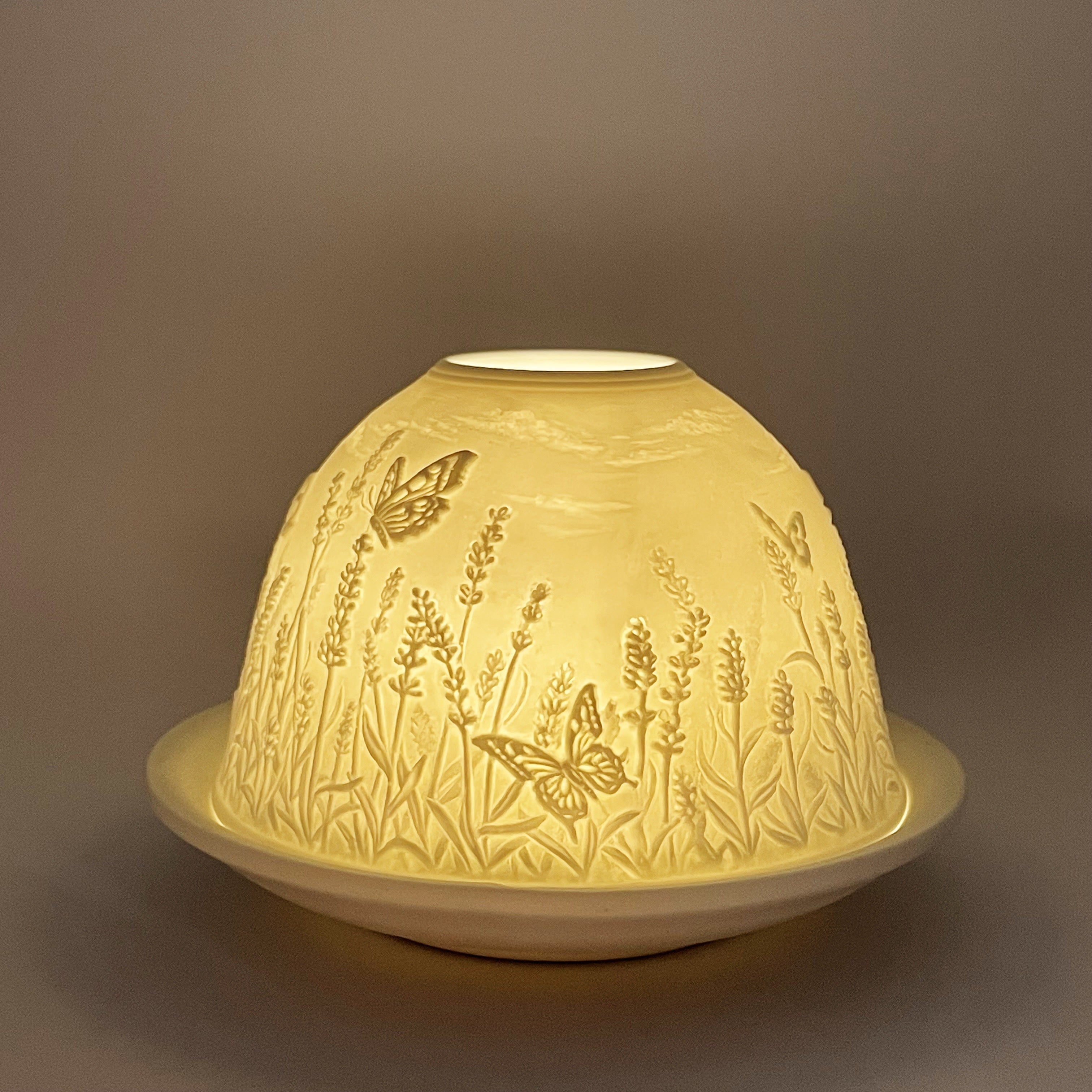 Porseleinen Theelichthouder Set - Lavendel Vlinder Design, 3D Kaarsenhouder voor Woonkamer en Eettafel Decoratie