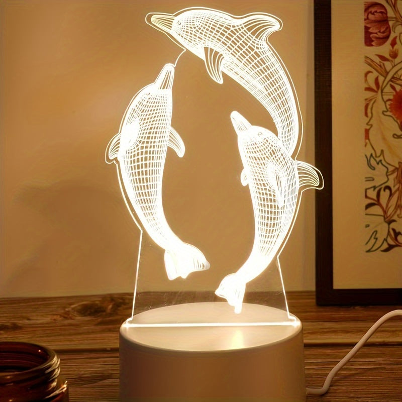 GeoDolphin - Modern 3D Illusion Table Lamp