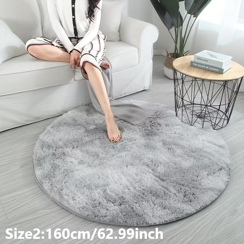 1pc Tappeto Rotondo in Peluche Tie-dye - Morbido e Caldo Tappeto Decorativo per Soggiorno, Camera da Letto e Yoga