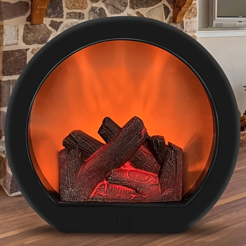 FlameGlow - Lampada a fiamma simulata a carbone con decorazione in stile retrò