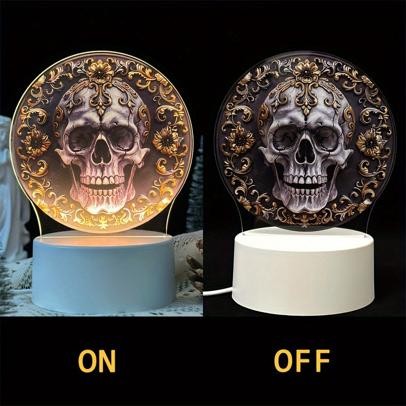 LumiSkull - USB Skull Night Lamp, Colorful Acrylic Table Lamp for Bedroom & Halloween Decoration