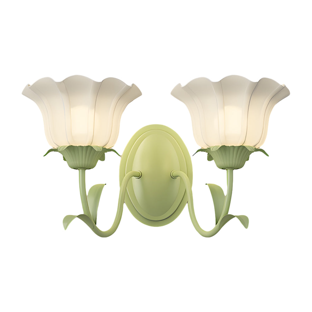 Applique Verde a Tre Fasi Dimmerabile in Vetro con Fiori 1/2-Luce