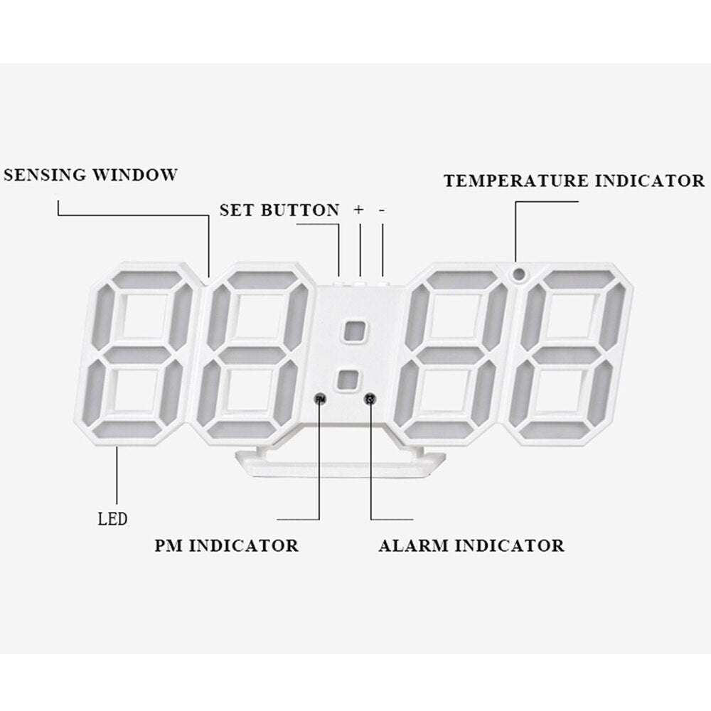 Orologio da parete digitale a LED - Temperatura e allarme