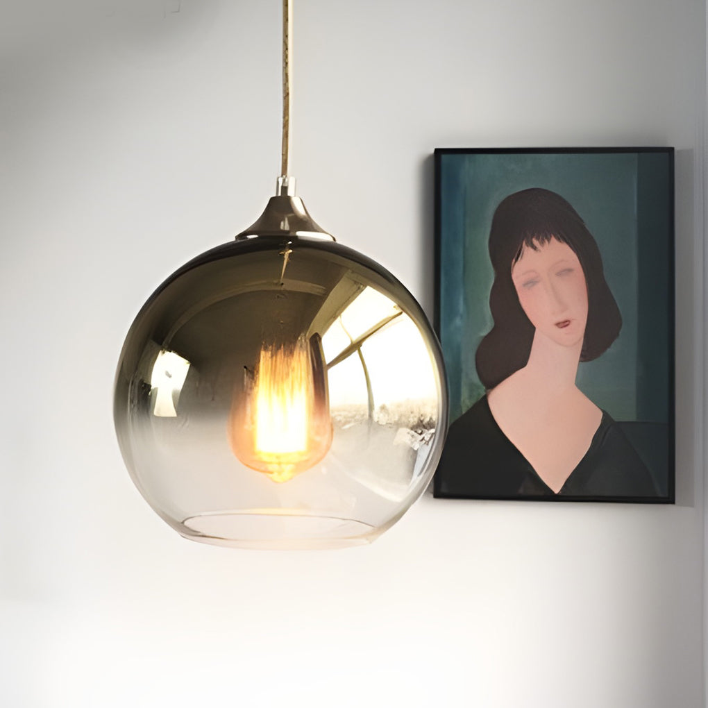 SphereGlow - Candeeiro Suspenso Industrial de Vidro Moderno com LED para Cozinha e Sala de Jantar