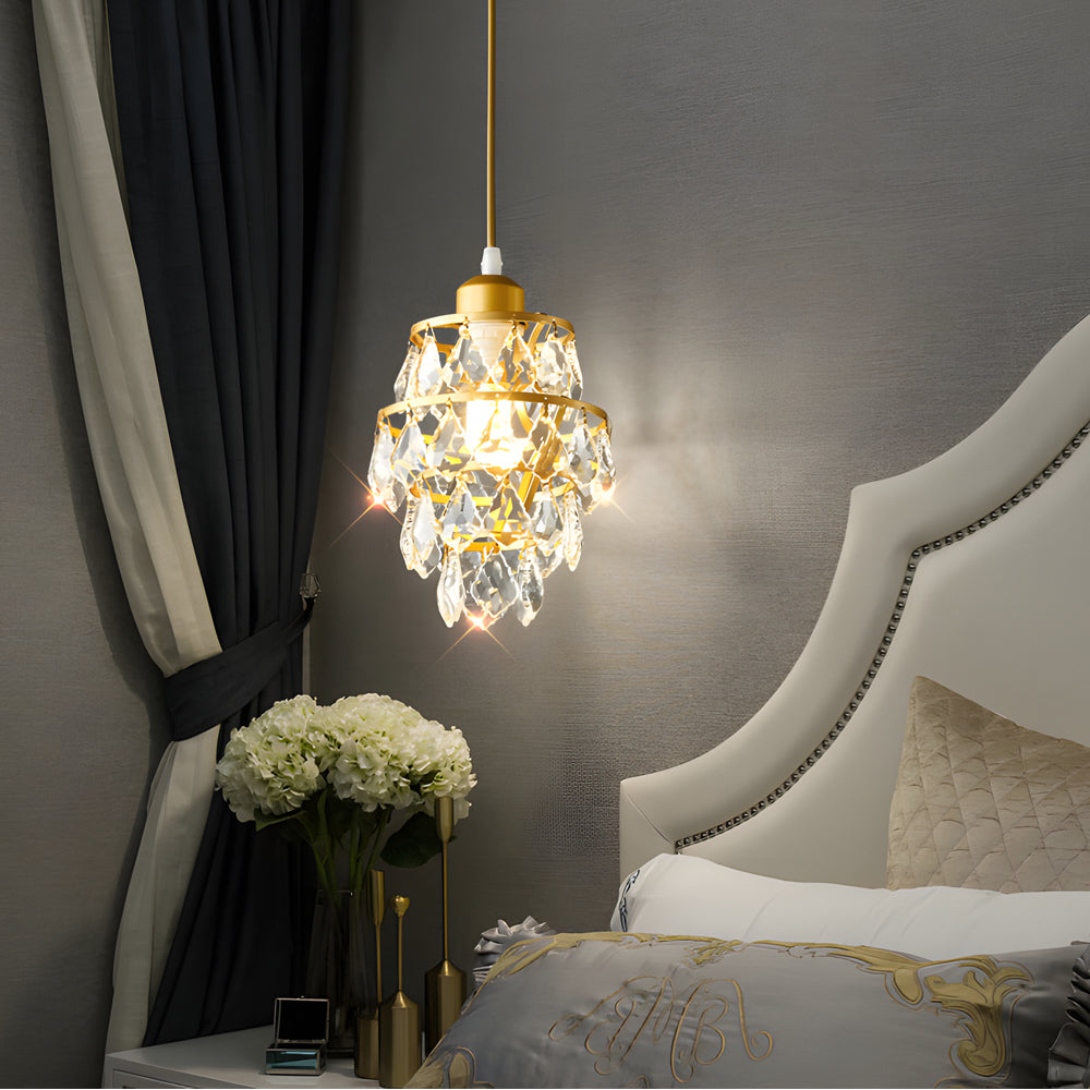 Lampada a sospensione in cristallo oro/nero - Mini lampadario a 1 luce