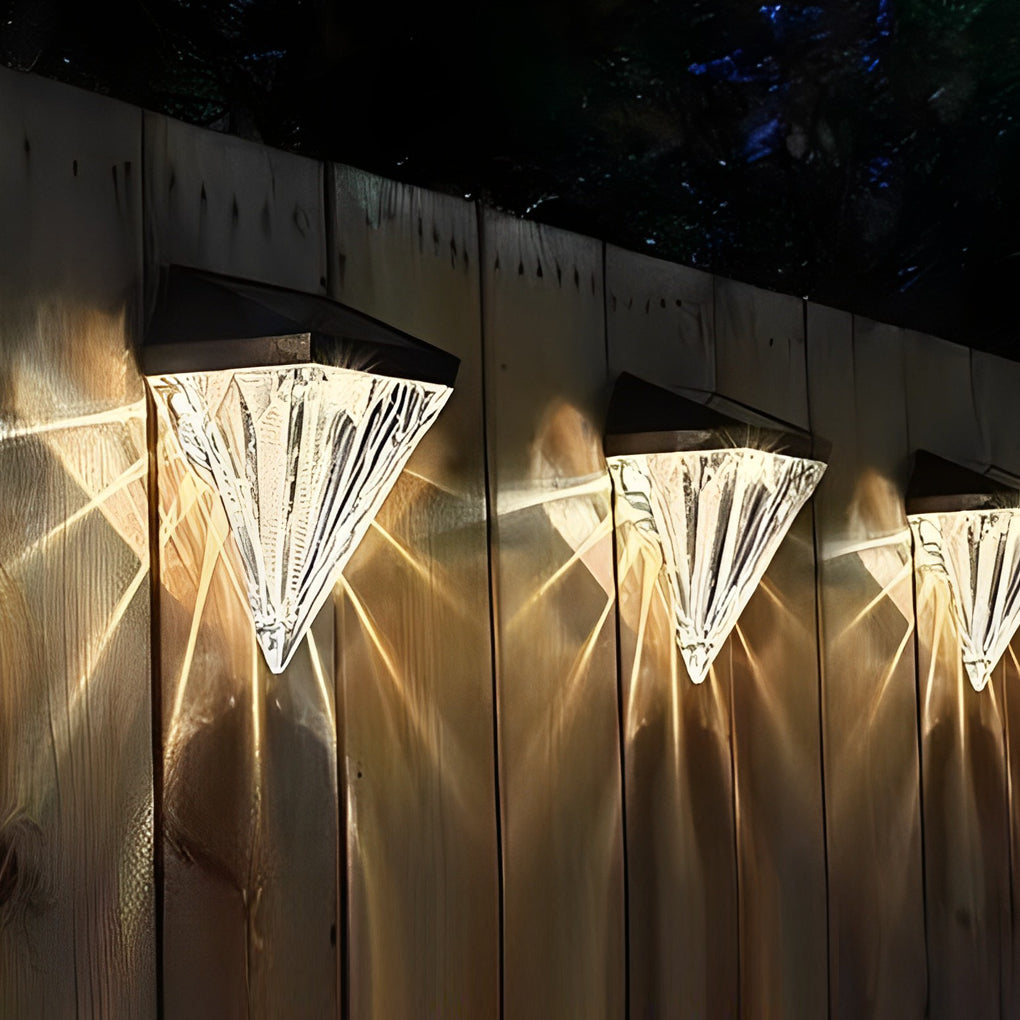 2 Pezzi Lampada da Parete Solare Nera Geometrica LED Impermeabile