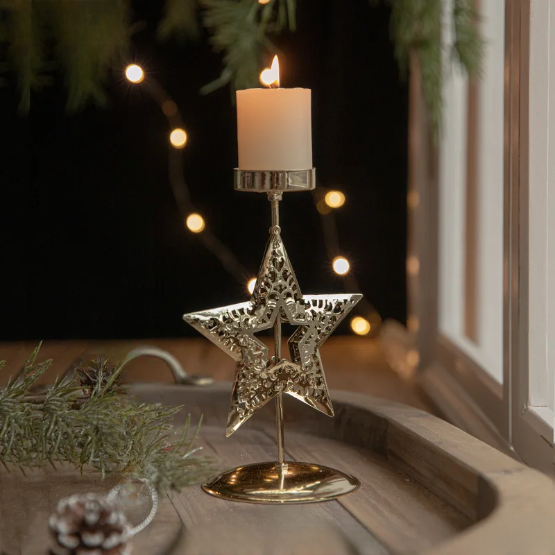 Shine - Golden Star and Christmas Tree Candle Holder