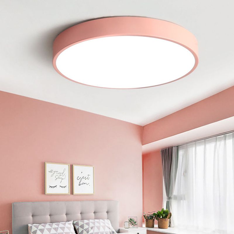 Candeeiro de Teto Redondo LED Elysia Moderne Rosa Cinzento Metal Sala de Estar