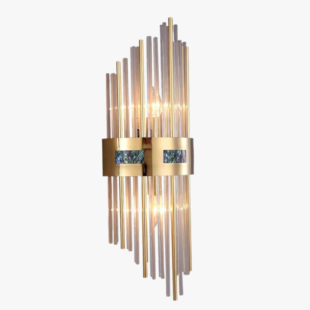 Candeeiro de Parede LED Crystal Kristal Dourado, Sala de Estar/Quarto, Metal/Acrílico